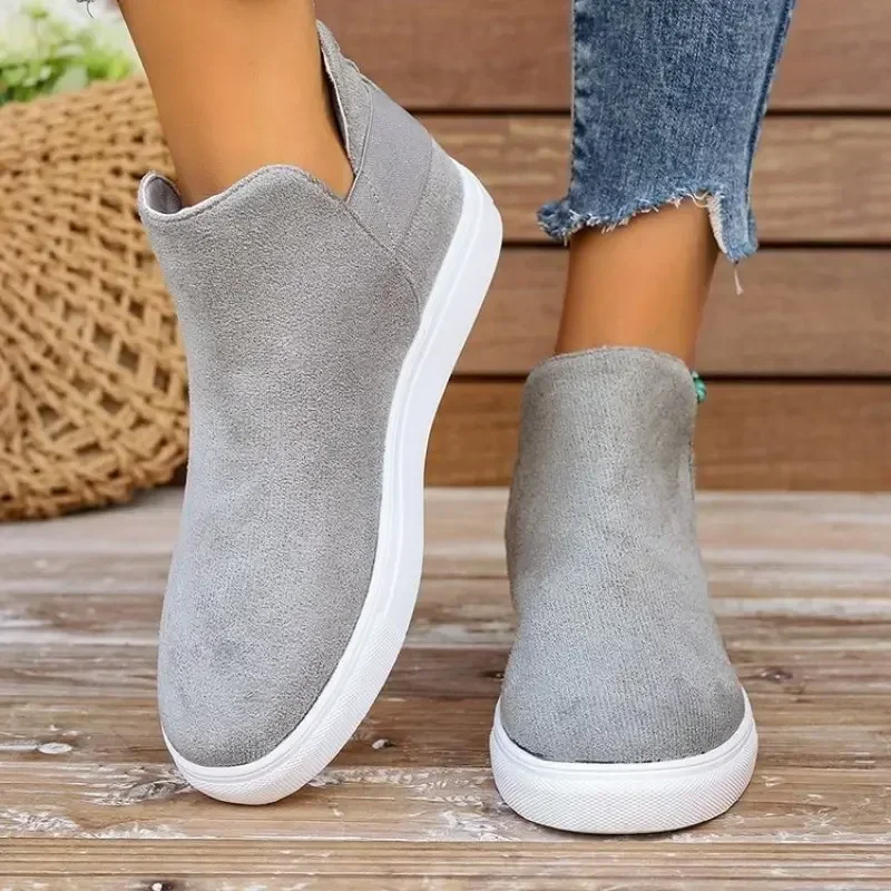 Zapatillas de deporte de punta redonda para mujer, zapatos informales antideslizantes vulcanizados, a la moda, para otoño, 2024