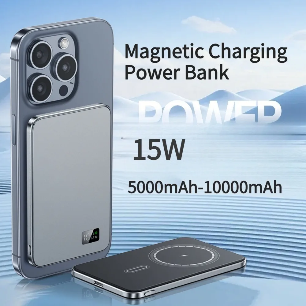 Power Banks 20W 10000mAh Magnetic Wireless Charger Ultra Thin 3-in-1 Power Bank For Phones Earphones Watches