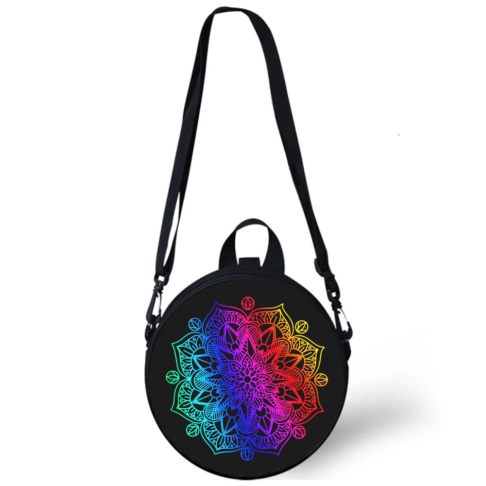 Mandala flower totem art Child kindergarten Bag 3D Print Crossbody borse a tracolla per le donne della scuola Mini Round Bagpacks Rugtas Bag