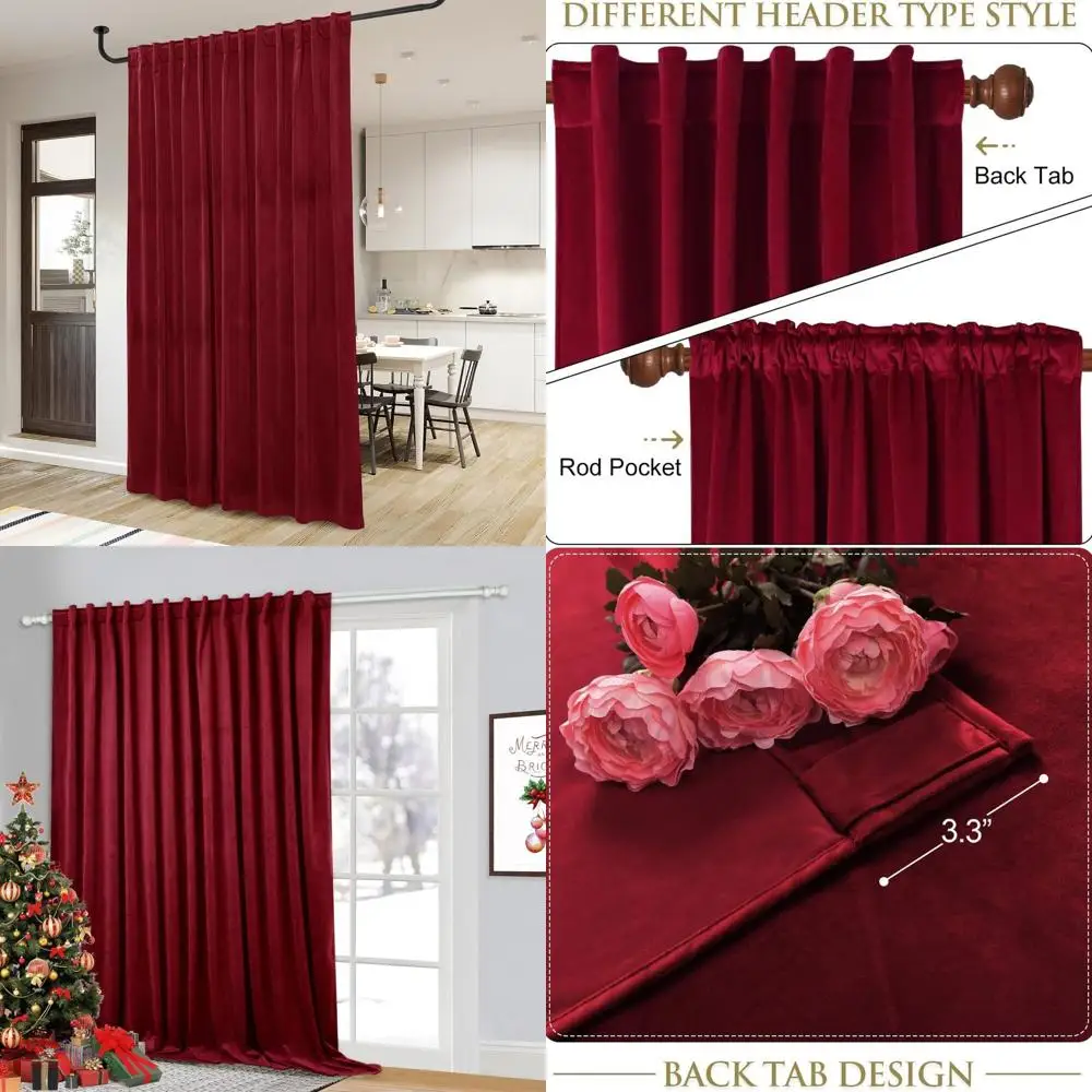 

Элегантная затемняющая бархатная занавеска для гостиной, широкая ширина, тепло/холодная изоляция, звукоизоляция, дверная панель патио, 100x102, 1 шт.