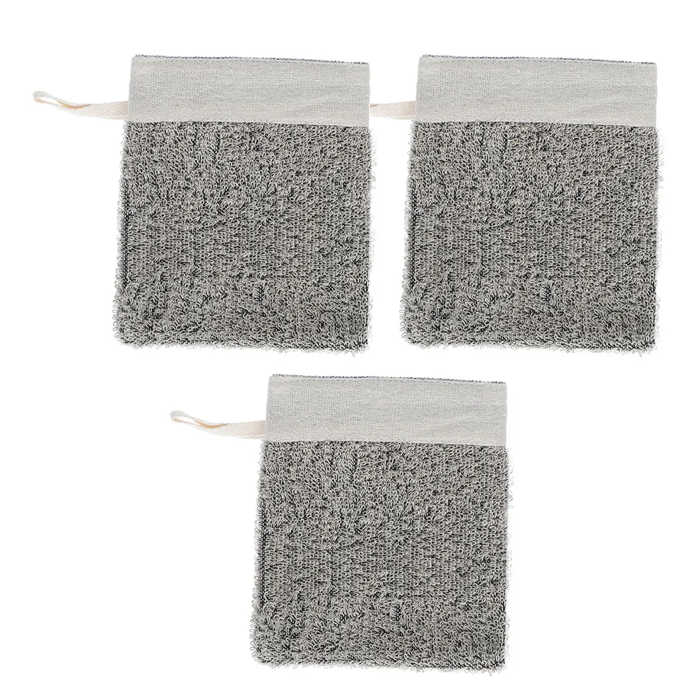 

3pcs Linen Soap Bag Deep Cleansing Exfoliating Mesh Pouch For Bar Soap Foaming Drying Reusable Shower Scrubber Grey