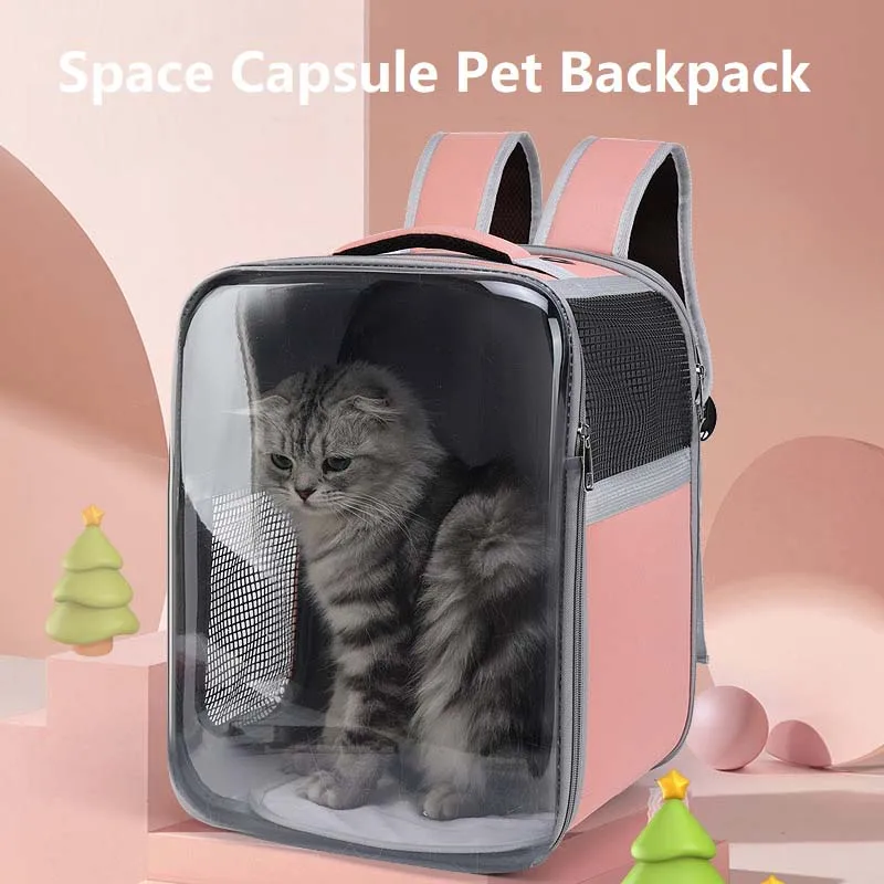 

Transparent Portable Cat Bags Outdoor Breathable Pets Backpack Big Space Pets Carrier Travel Cat Accessories Carrier