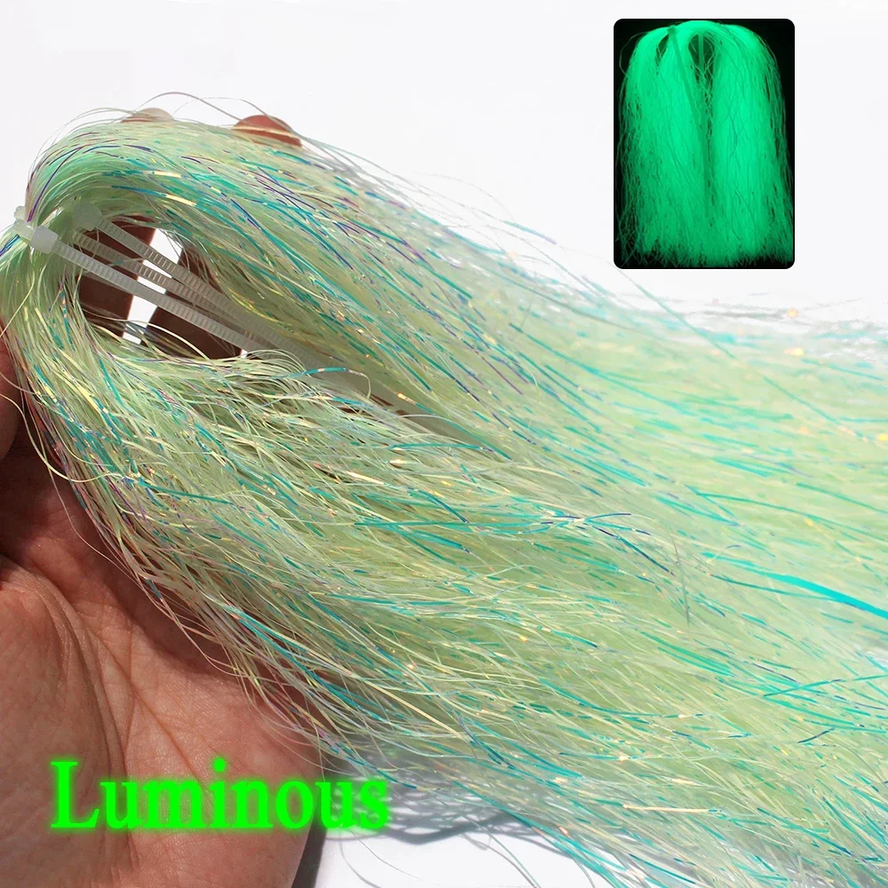1pack/2packs Luminous Flashabou Tinsel Glow Synthetic Fiber Fly Tying Material for Assist Hook Jigs Lure Minnow Streamer Fly