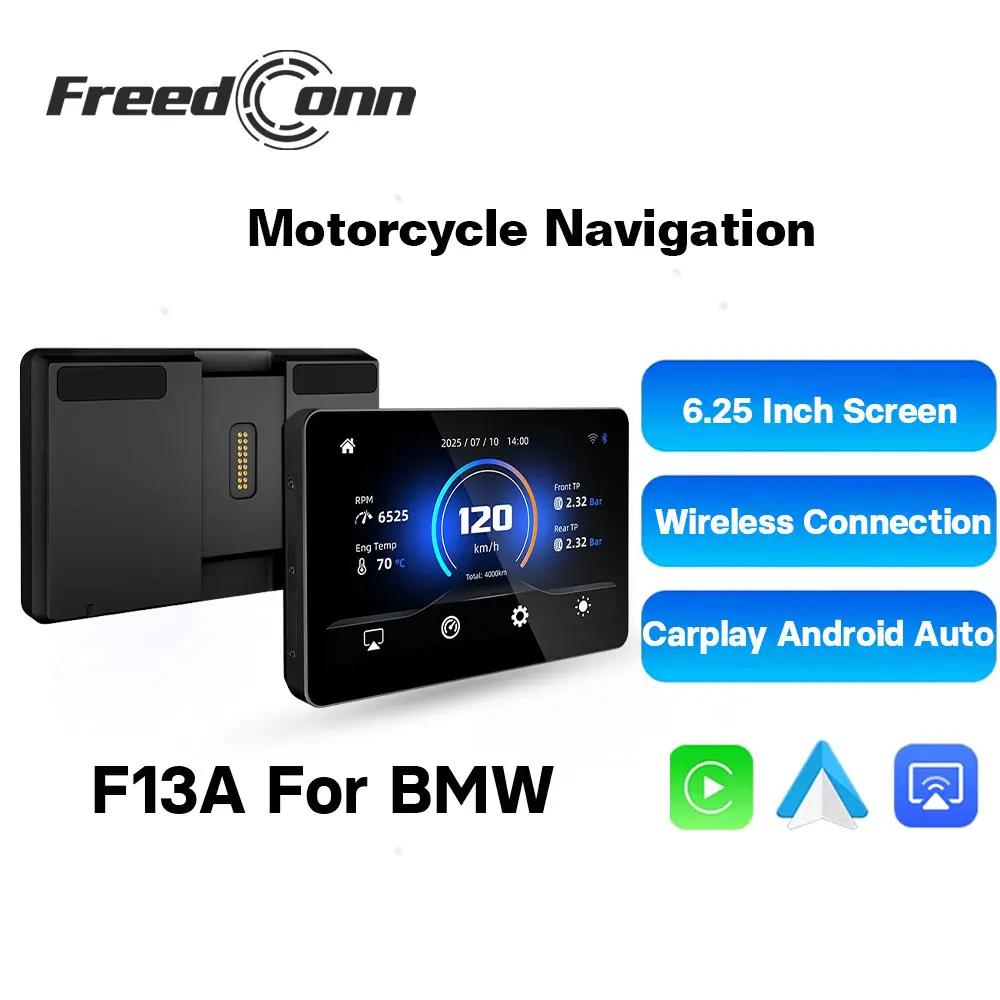 

Freedconn 6.2" For BMW R1200GS R1250GS F800 F900 S1000XR GPS Motorcycle Navigation Wireless CarPlay Moto Android Auto