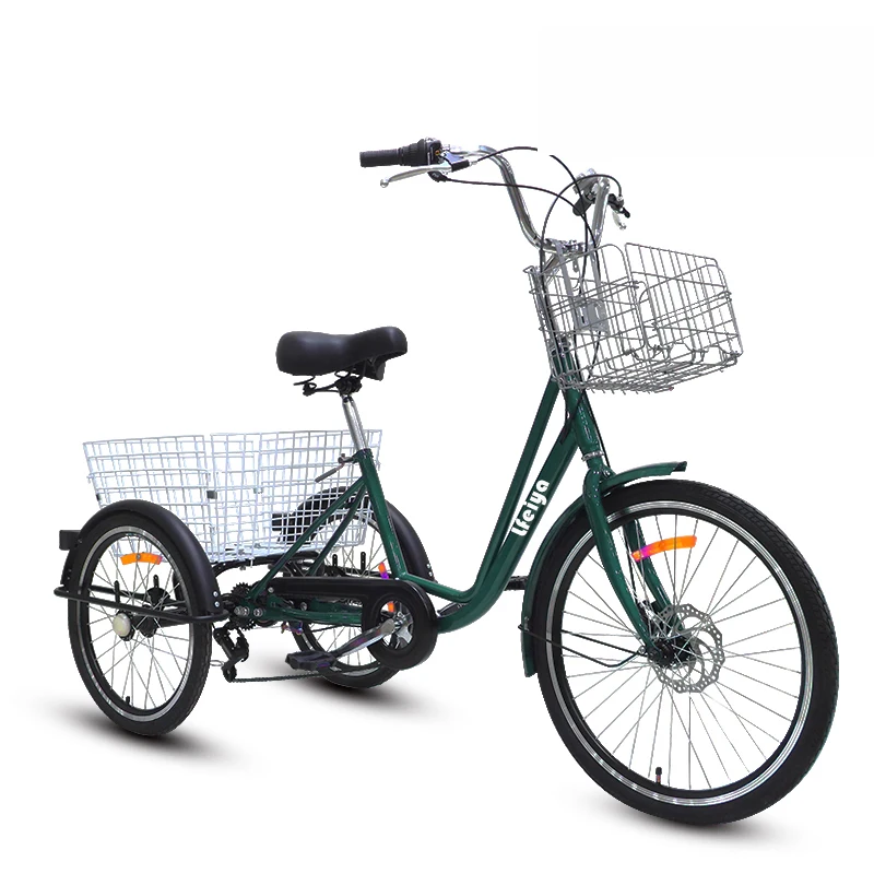 Hecho en China, nuevo modelo, venta al por mayor, barato, 24 pulgadas, 7 velocidades, triciclo de Pedal de 3 ruedas, bicicleta Vintage con cesta de la compra