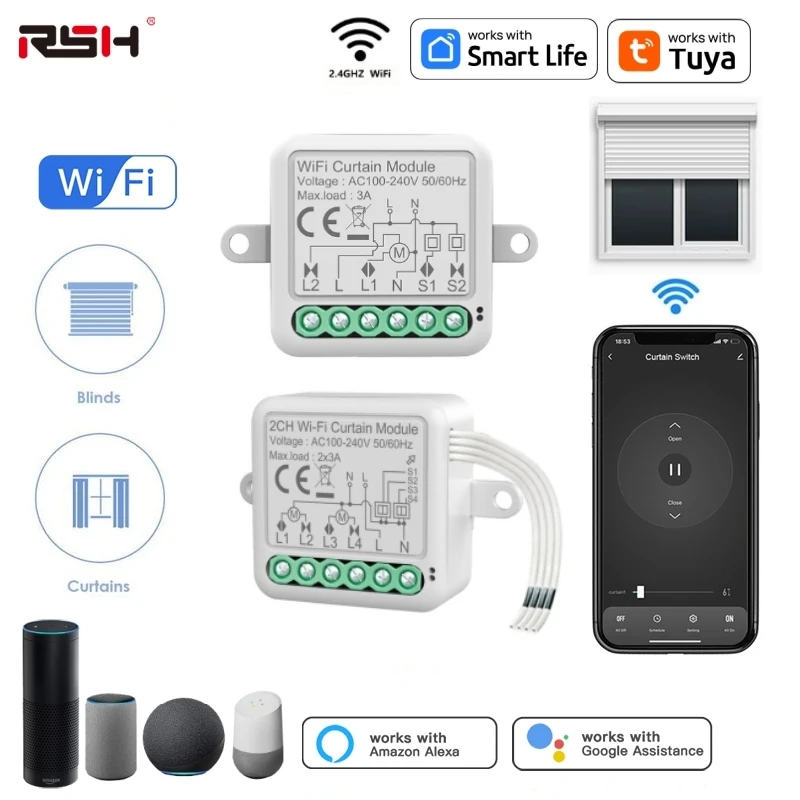 1/2 Gang Tuya Smart WiFi modulo tenda tende interruttore collegato avvolgibile motore elettrico compatibile con Alexa Google Home