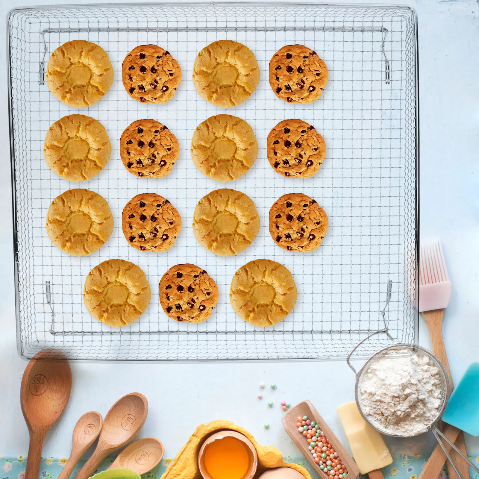 

Air Fryer Stainless Cooling Rack Non stick Baking Supply Kitchen Utensil Draining Air Fryer Basket Practical Gift