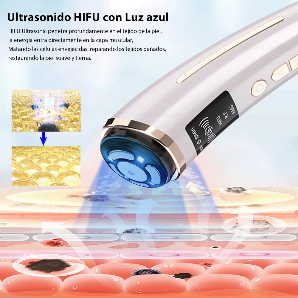 Hifu massageador de levantamento facial de alta frequência, rejuvenescimento da pele, teoria de fótons, microcorrente ems, anti-envelhecimento, máquina de aperto facial