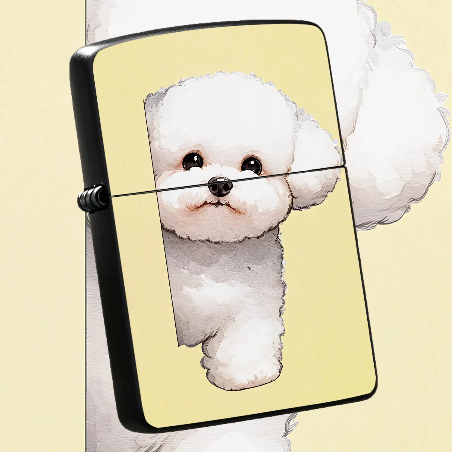 Cute Fluffy Bichon Frise Peeking Lighter, AdorableWhite Puppy Art Design, Portable Versatile Lighter for Home Office Outdoor Camping, Candle Aroma Lighting Use, Thoughtful Lovely Gift for Pet Lovers and Friends for All D A Humorous And Inte