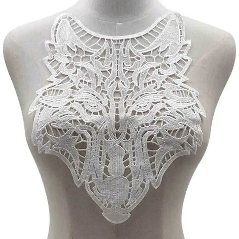 Toppe ricamate con testa di lupo grande cucire su Applique fai da te pizzo Trim corpetto abito da sera ritaglio decalcomania accessori di