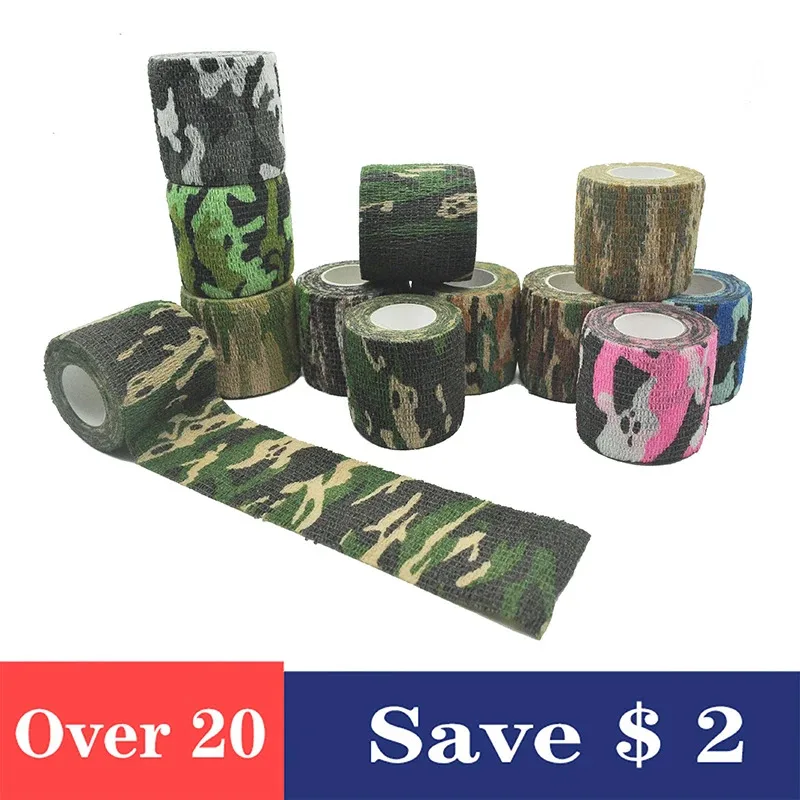 1/6/12PCS Camouflage Elastic Bandage Hunt Disguise Elastoplast Wrap Tape Self Adhesive Sports Protector Ankle Knee Arm Bandage