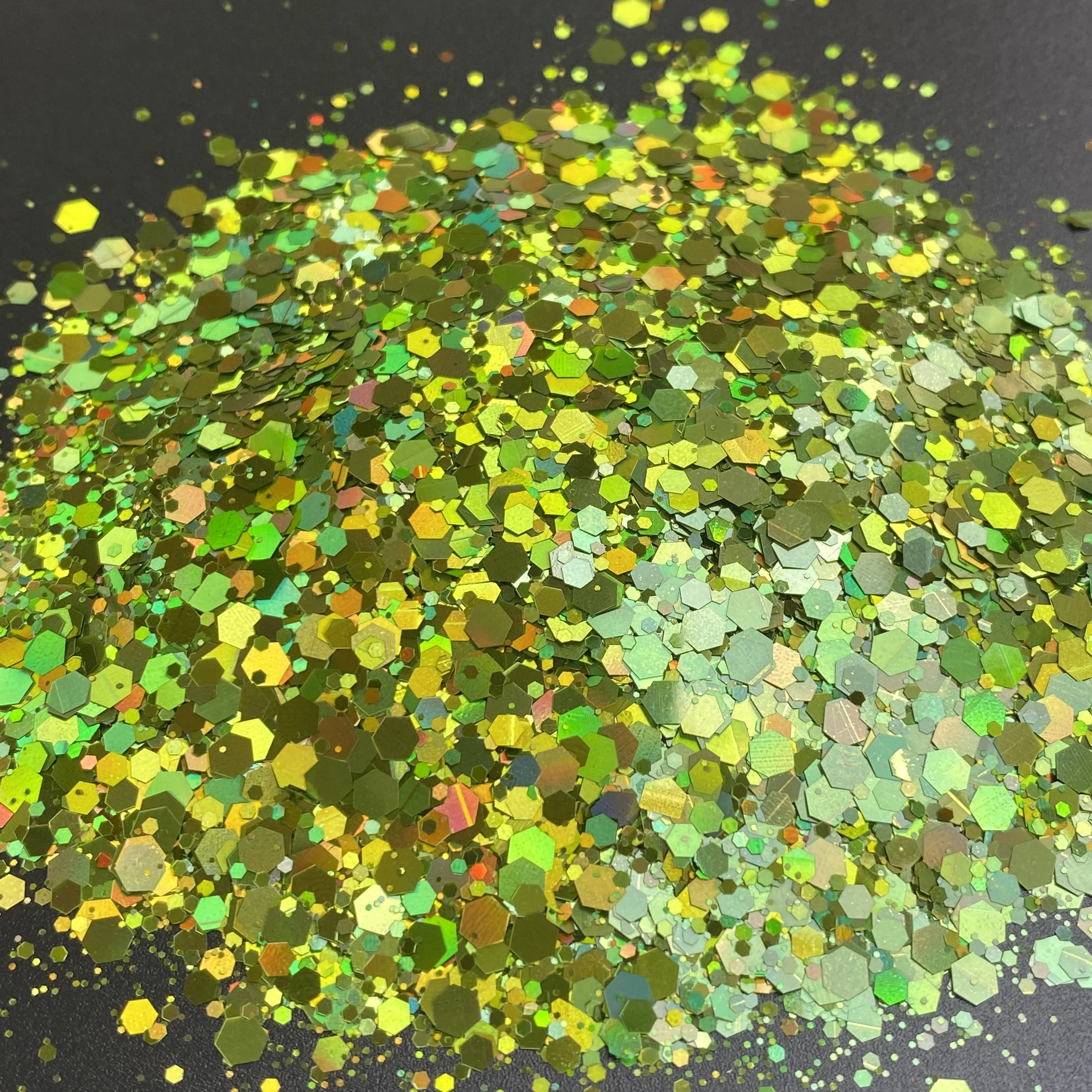 

20g/Bag Holographic Mixed Sizes Glitter Sequins Hexagon Shape Green Chunky Nail Art Flakes Slices Manicure Decoration