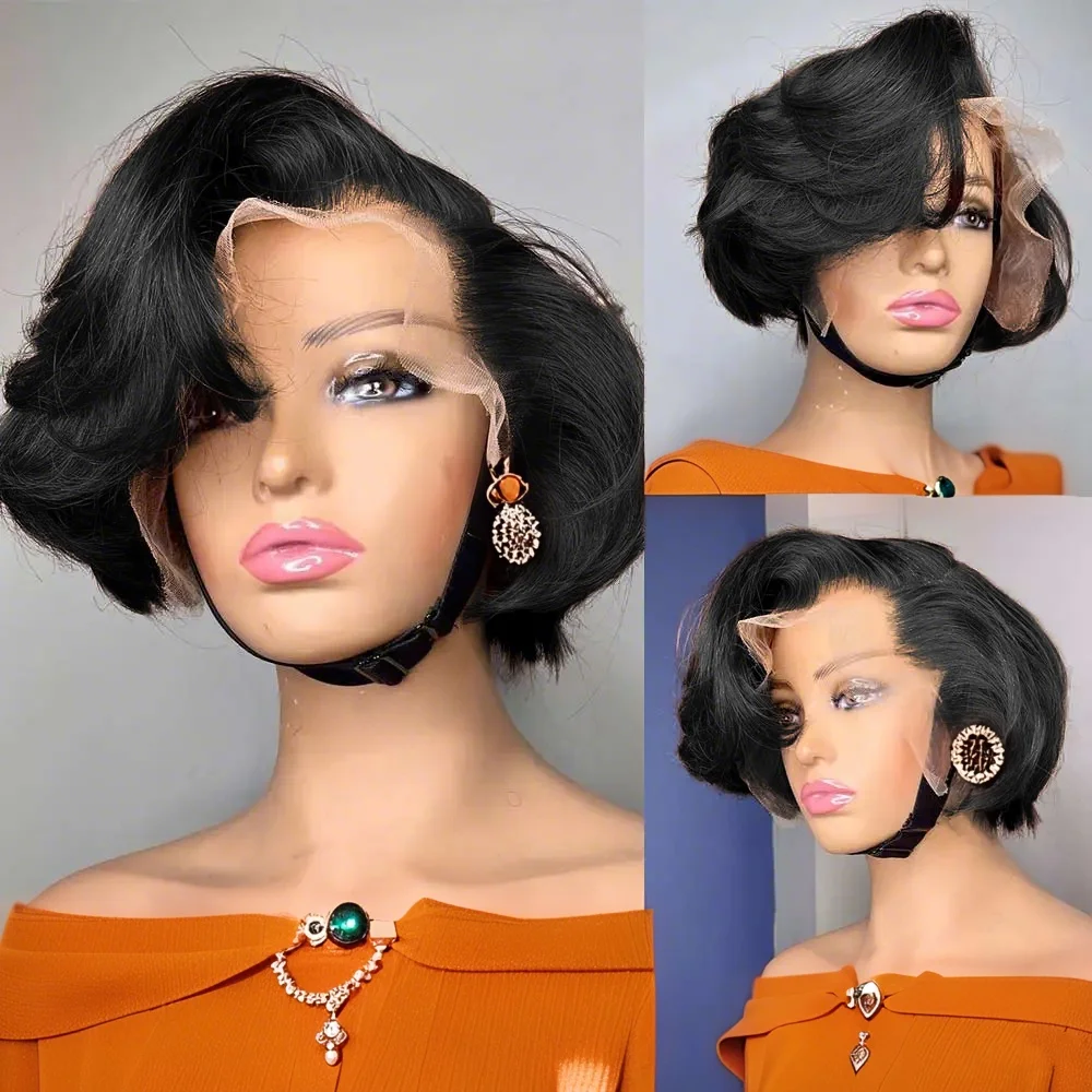 

﻿ 13X4 Lace Front Wigs Pixie Cut Wig Human Hair Short Curly Wigs Natural Wigs for Woman