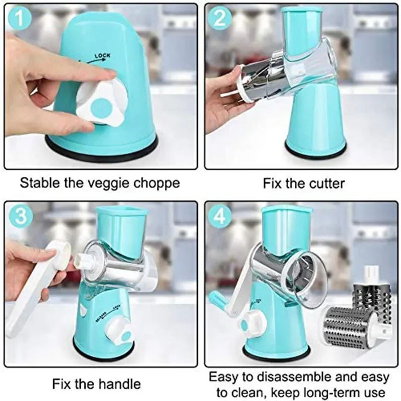 Drum Vegetable Chopper Hand-operated Multi-function Pressed Vegetable Grinder Peeled Garlic Chopper Potato Slice Chopper