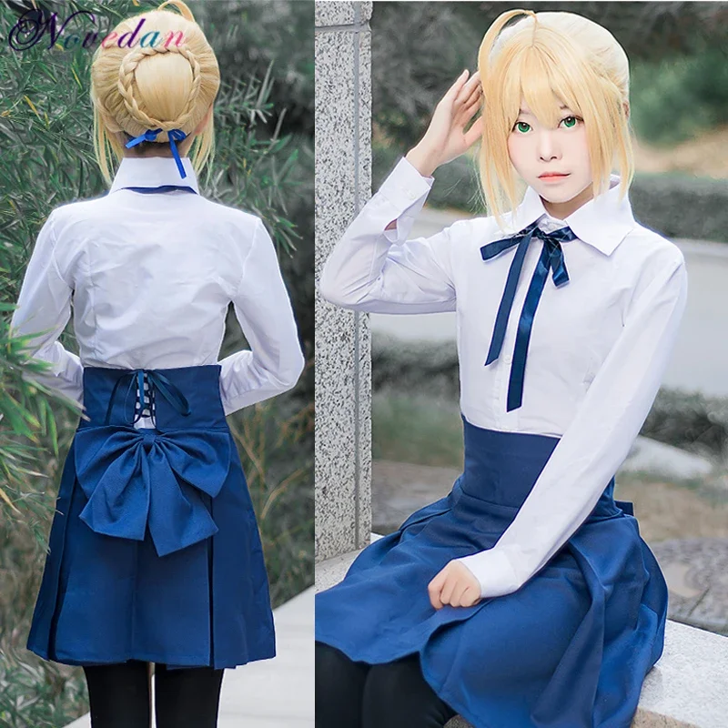 

Fate Stay Night Saber Cosplay Costumes Japanese Anime Sailor Uniforms Women Cosplay Dress Halloween Party Clothing Set