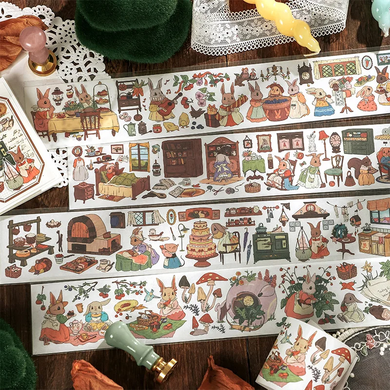 MOHAMM 1 Sheet Lovely Rabbit Stickers for DIY Photo Album Scenes Collage Crafts Notebook Diary Planner