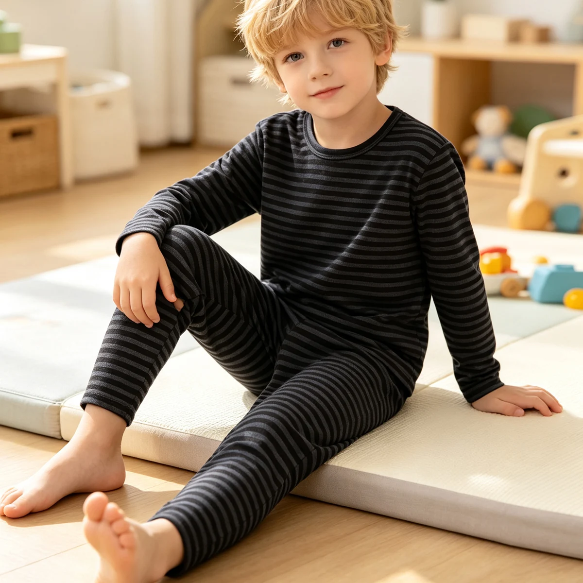 2-teiliges Kinder-Wärmeset mit warmen Herbst-/Wintermustern, süß, schweißabsorbierend, bequem, bedruckt, mehrfarbig, lässig – Detail 15
