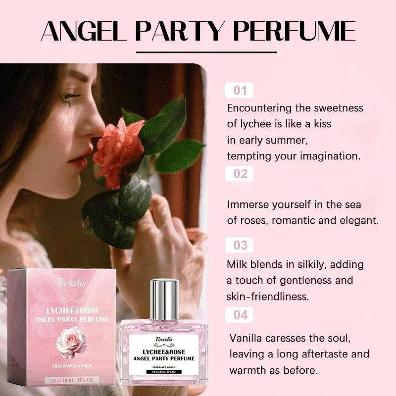 30ML Pheromone High Quality Perfume Lasting Fragrance for Women Concentration Angel Party Niche Fragrances Motivational Rose