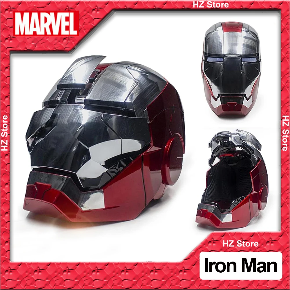 Marvel 1:1 Electronic Iron Man Helmet, Mark 5 Voice Control Iron-man Helmet with LED Eyes, Halloween Cosplay Mask for Man Gift