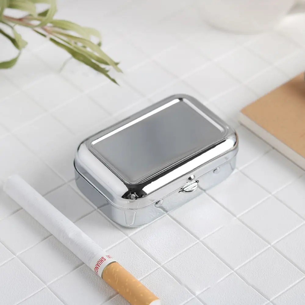 Outdoor Mini Portable Metal Cigarette Ashtray Fashion Ashtray With Lockable Lid Desktop Ash Case Pocket Ashtray Gift For Man