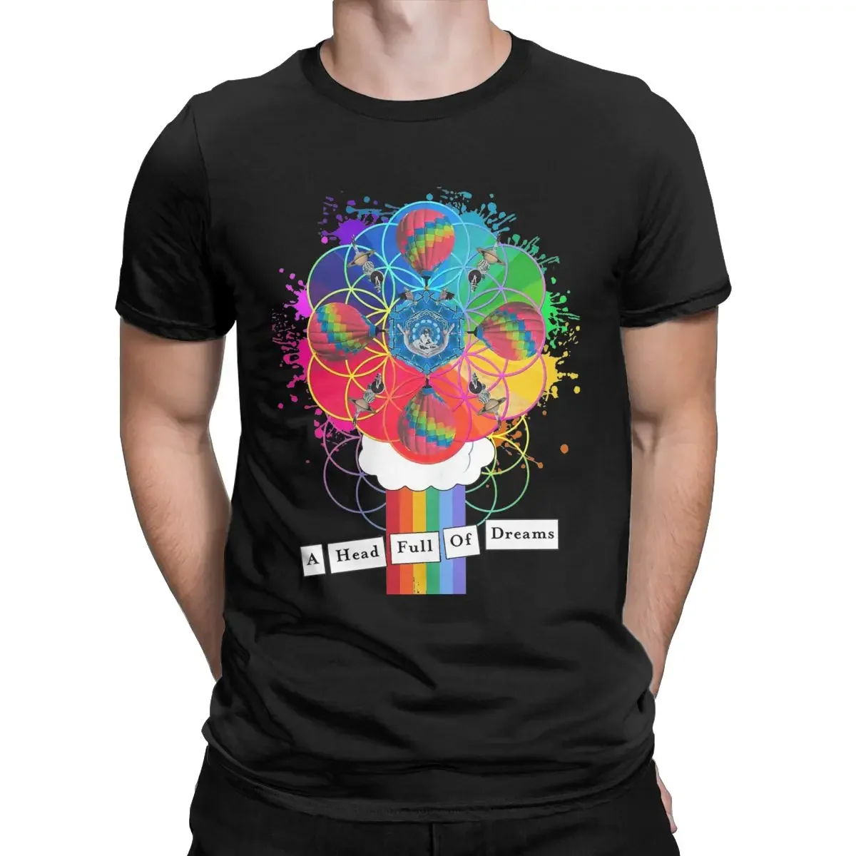 Fun Coldplays A Head Full Of Dreams T-Shirt Men Crew Neck 100% Cotton T Shirt British Music World Tour Short Sleeve Tee Gift Top