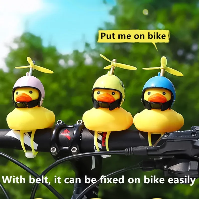 Car Cute Little Yellow Duck With Helmet Propeller Wind-broken Duck Car Styling Ornaments Motorcycle Bike Bicycle Decoration Duck image 5