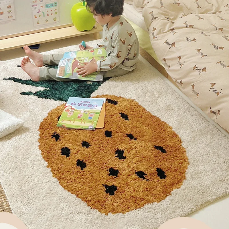 

Tufted Kids' Cartoon Fruit Floor Rug Soft Flocking Pear Pineapple Carpet,Skin-Friendly Door Mat for Door Enterance Bedroom Decor