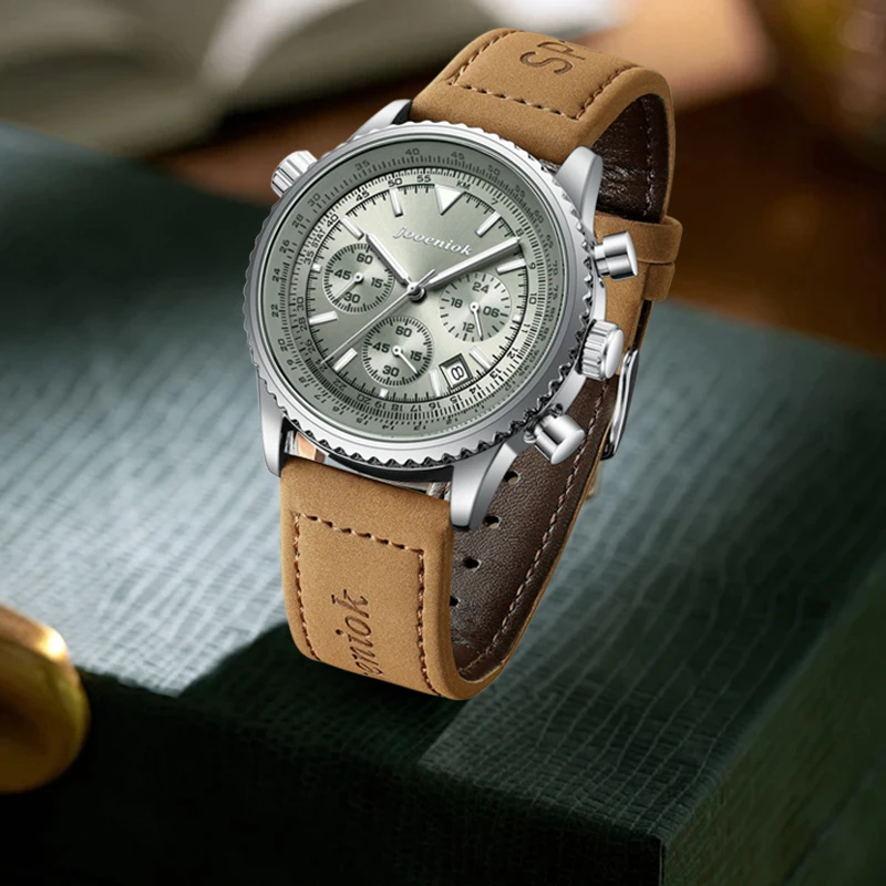 Новинка 2025, роскошные мужские наручные часы, водостойкий хронограф, светящиеся мужские часы с датой, кожаные спортивные военные кварцевые мужские часы Reloj