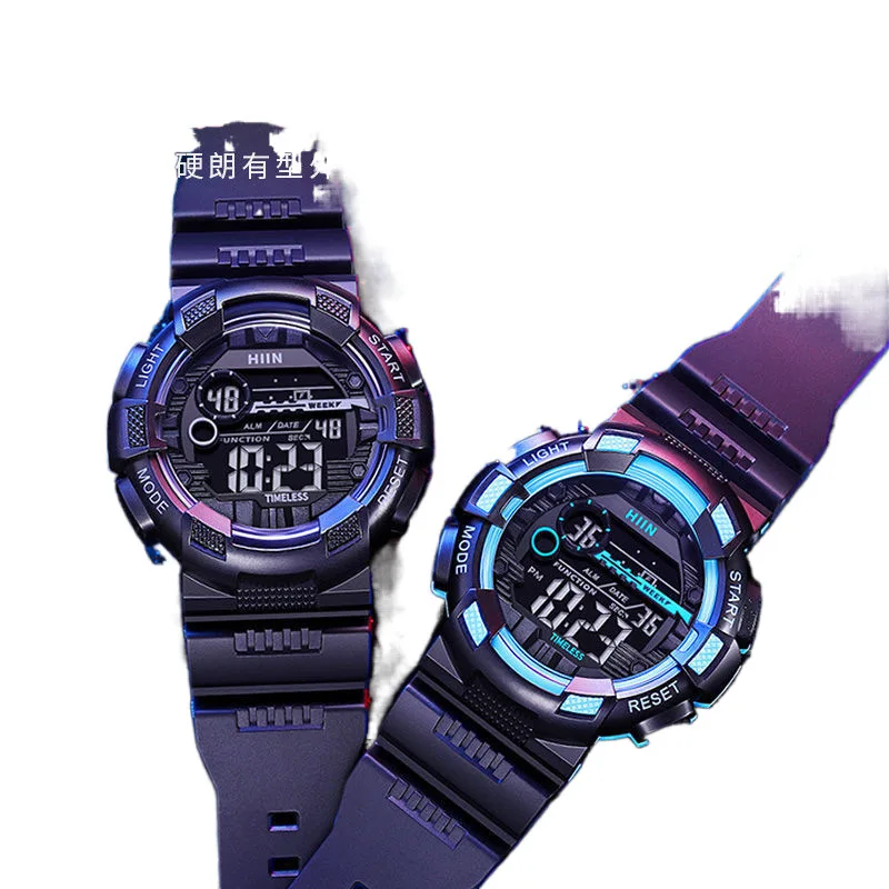 남성용 야광 방수 전자 시계, 남학생 시계, 심플한 패션, 스포츠 알람 시계, 중학교