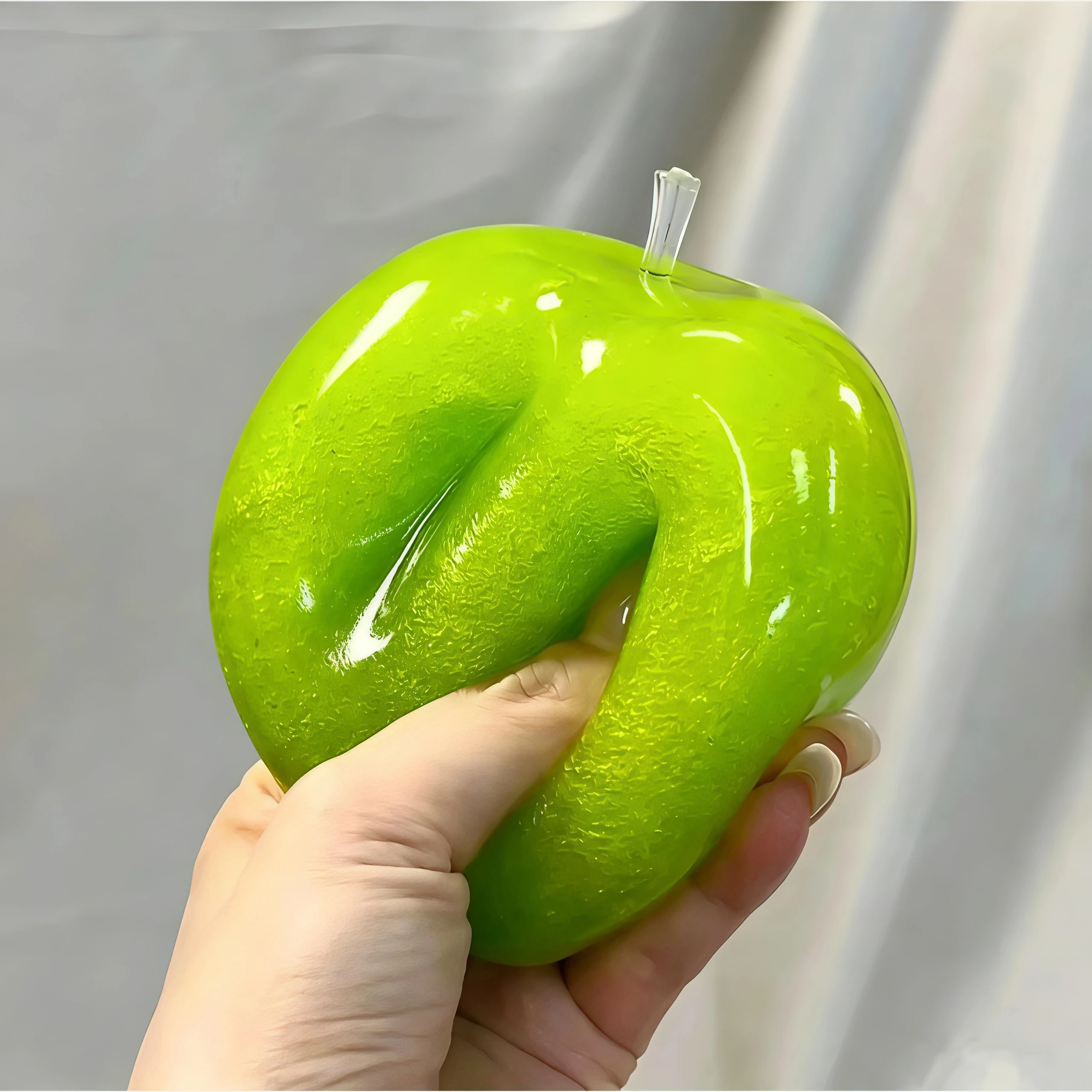 SchyllingGreen Apple Slushie Squishy Toy Crunchy  Non-Rebound Sensory Fidget Stress Reliever Medium Grip Strength Slow Rising