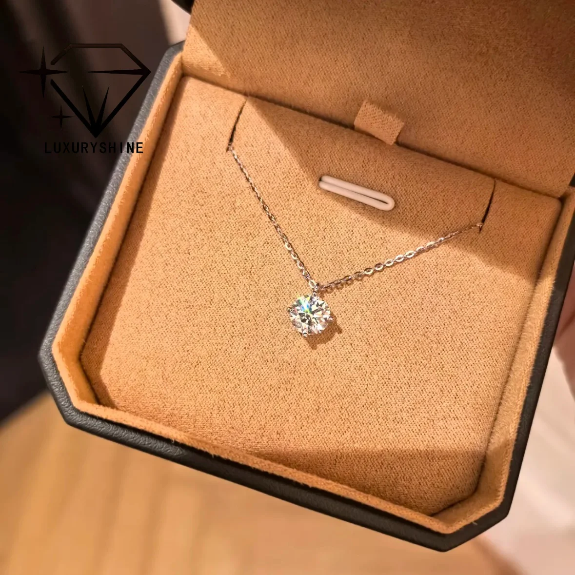 

LuxuryShine Round Lab Grown Diamond Necklace VVS2/VS1 Clarity D-F Color 18K solid Gold custom Jewelry with IGI Certificate