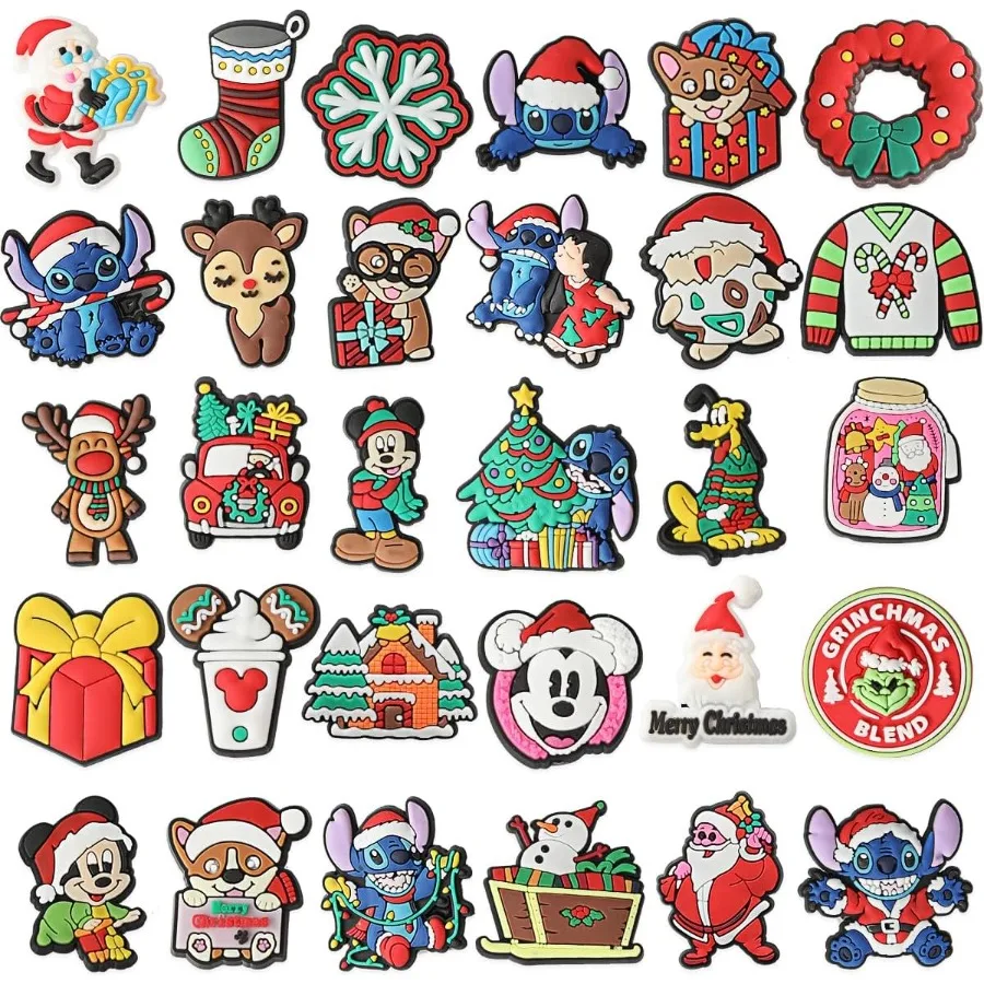 

30 60 шт., рождественские подвески для обуви, Санта-Клаус, олень, снеговик, рождественская елка, подвески для обуви с героями мультфильмов для подростков, мальчиков, девочек, мужчин Wo