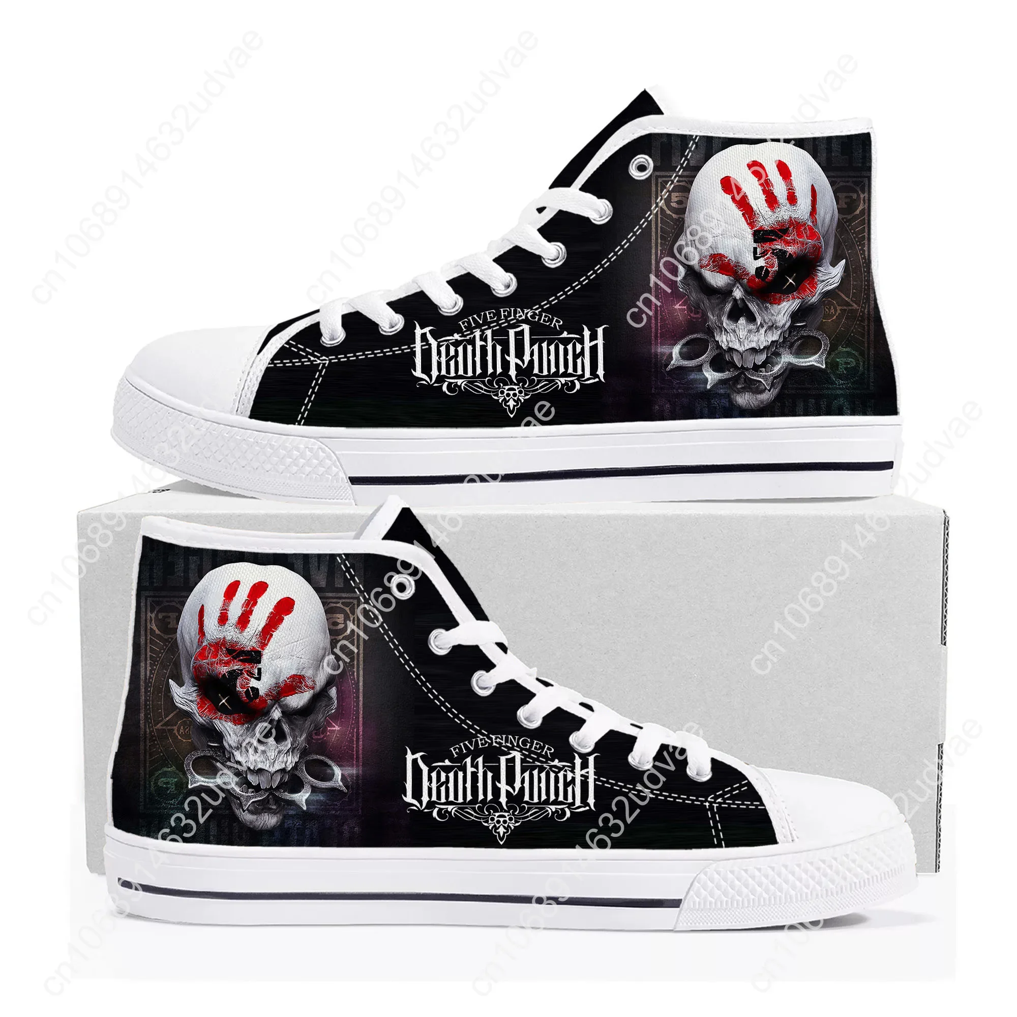 Five Finger Death Punch High Top Shoes Men Women Teenager Canvas Sneaker High Quality Sneakers Couple Footwear Custom Shoe