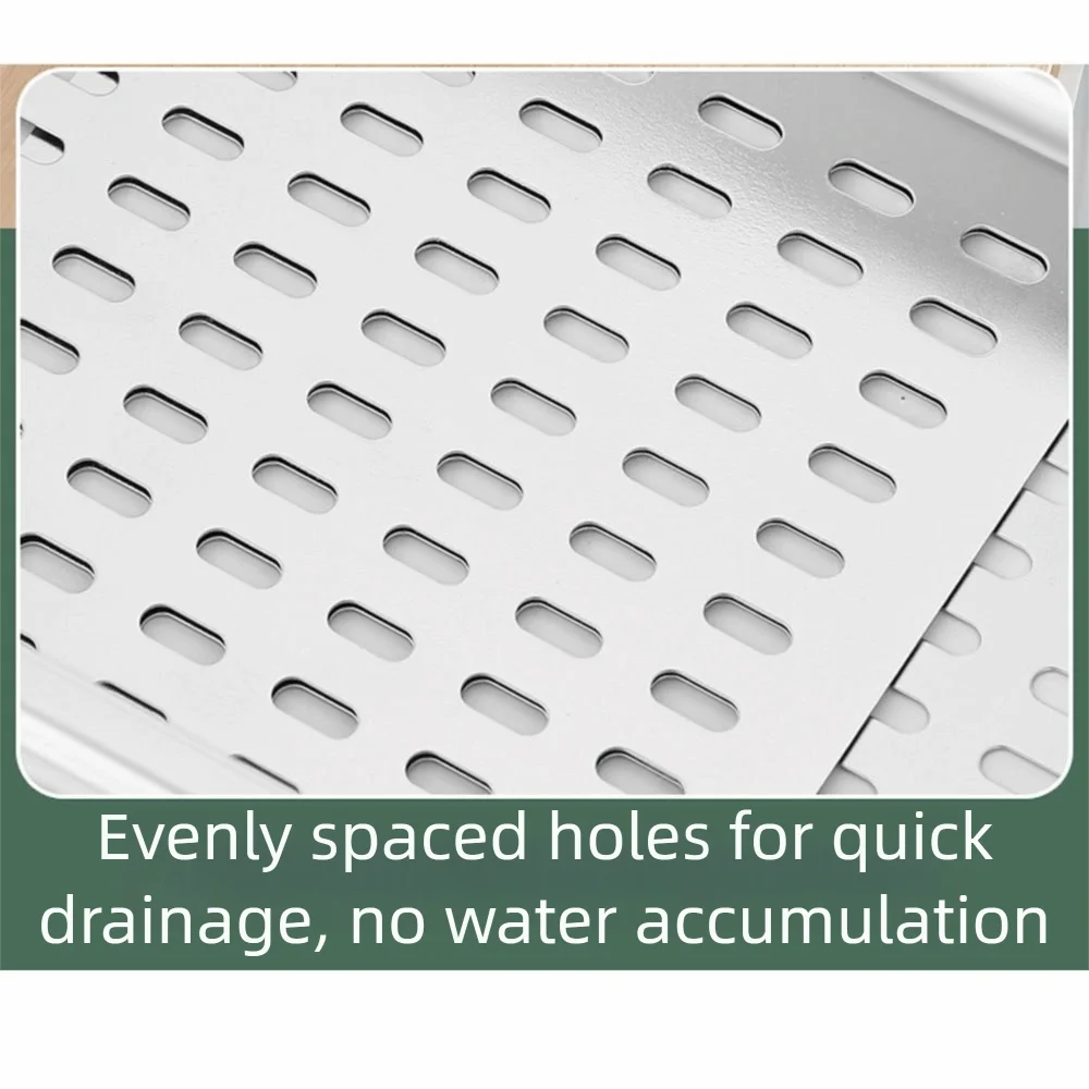 

Retractable Vegetables Drain Basket Thickened 304 Stainless Steel Extendable Dish Drainer Drain Hole Bottom Rectangular