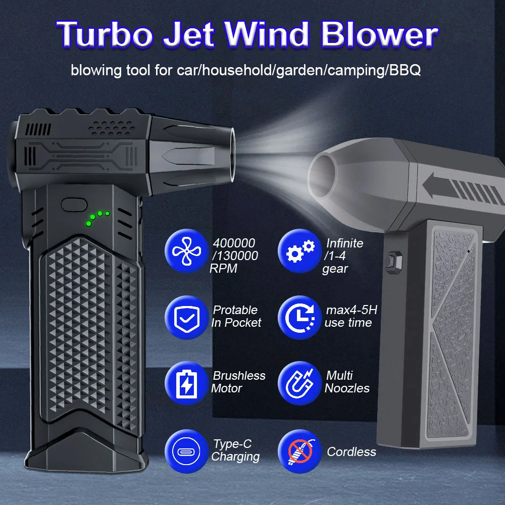 

Car Air Compressor 400/130,000RPM Turbo Blower Fan Blowing Snow Brush Removal Tools Air Duster Cordless Electric Air Pump