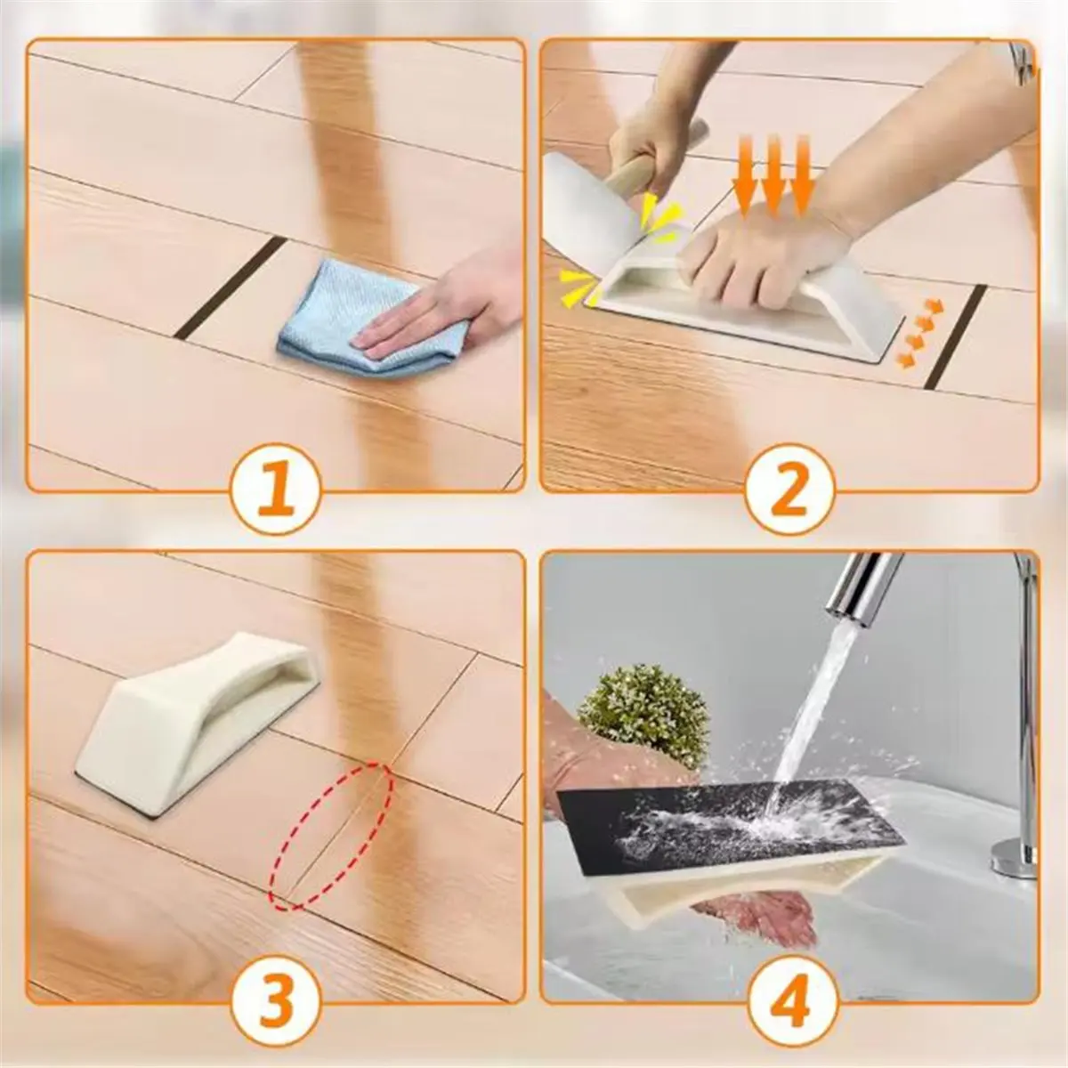 Floor Tapping Block Installation Tool Kit with Double Head Rubber Mallet Anti-Slip Pad for Wood Flooring Installation