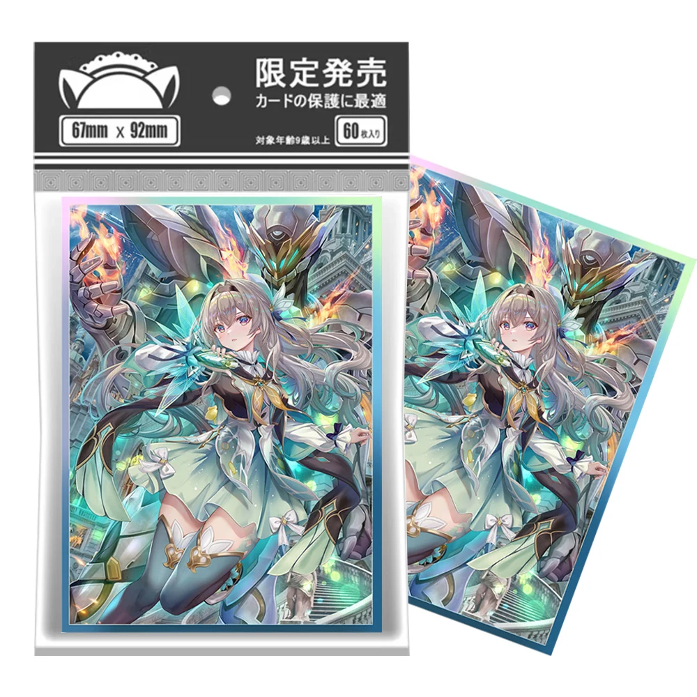 60PCS 67x92mm Holographic Anime Card Sleeves Cartoon Character Printing Deck Protector for MTG/PTCG Game Cards