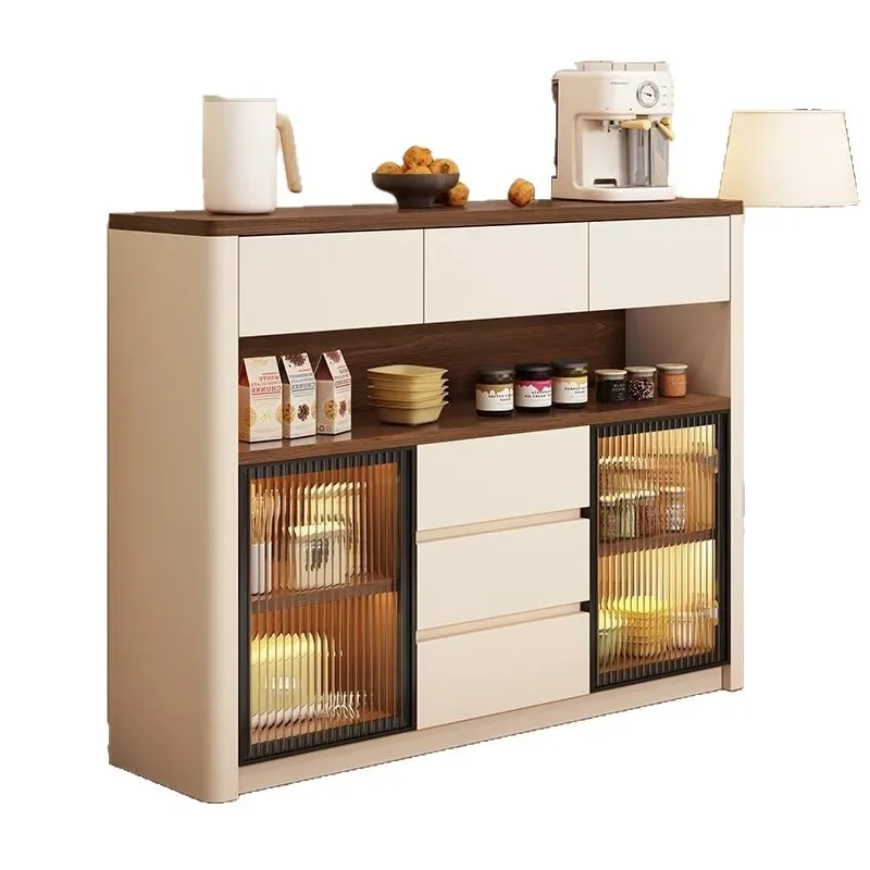 

Kitchen dining side cabinet integrated against the wall Living room multi-functional kitchen storage side cabinet tea storage