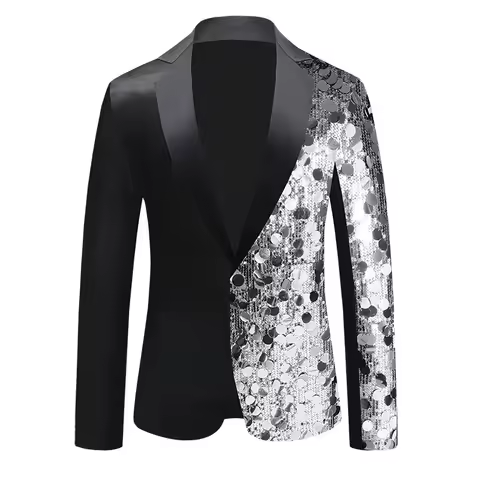 New Men Luxury Sequin Suit Jacket Fashion Blazer For Singer Bar KTV Stage Performance Trend Single Button Formal Dress Coat