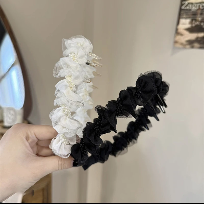 الحلو أنيقة شبكة مطوي عقال الأميرة الجنية اللؤلؤ الشعر هوب غطاء الرأس الفتيات إكسسوارات الشعر #3