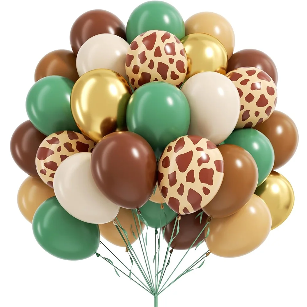 

60pcs Juego De Globos Con Diseño De Tigre Jirafa De 12 Pulgadas Para Niños, Suministros De Decoración Para Fiesta De Cumpleaños