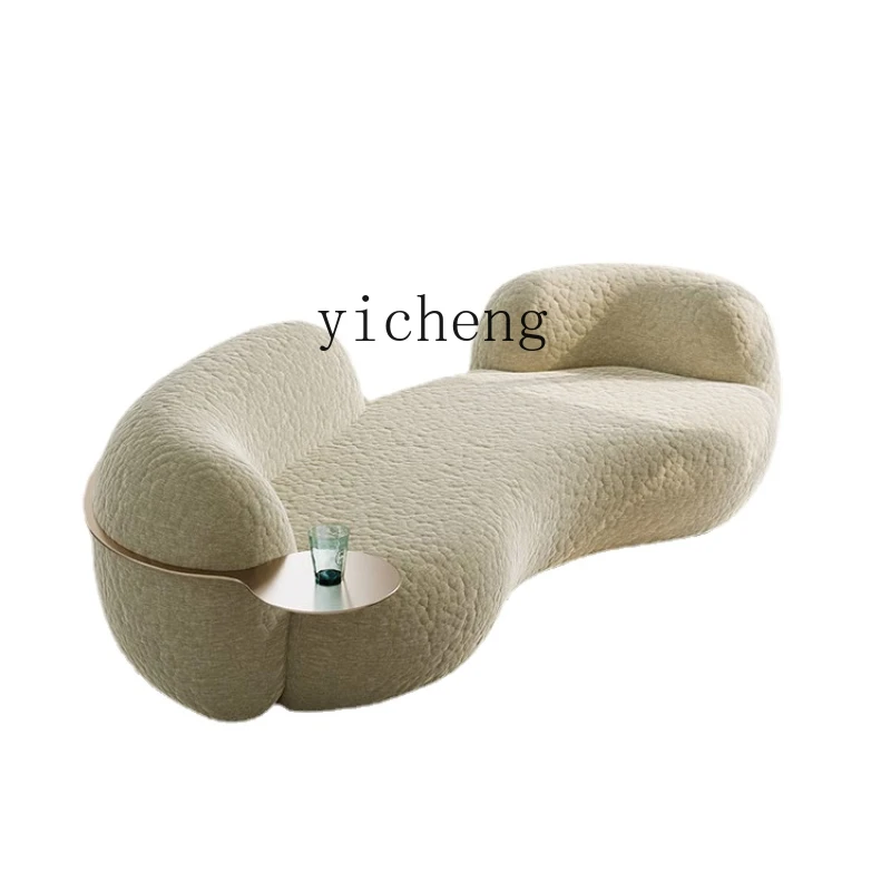 

ZC Cream Style Designer Model Living Room Small Apartment Fabric Curved Pea Cashew Sofa Beauty Salon Clothing Store