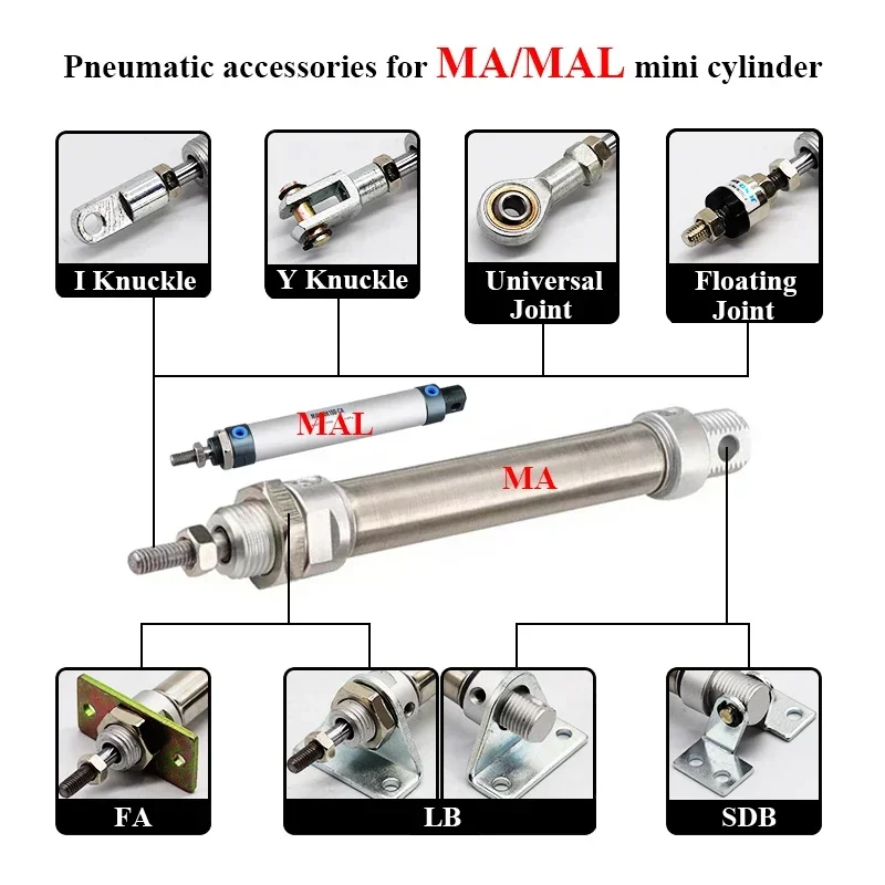 LB/SDB/Y/I/FA/F/U Joint Fitting Mounting Bracket For MA MAL16 20 25 32 40mm Mini Cylinder Accessories