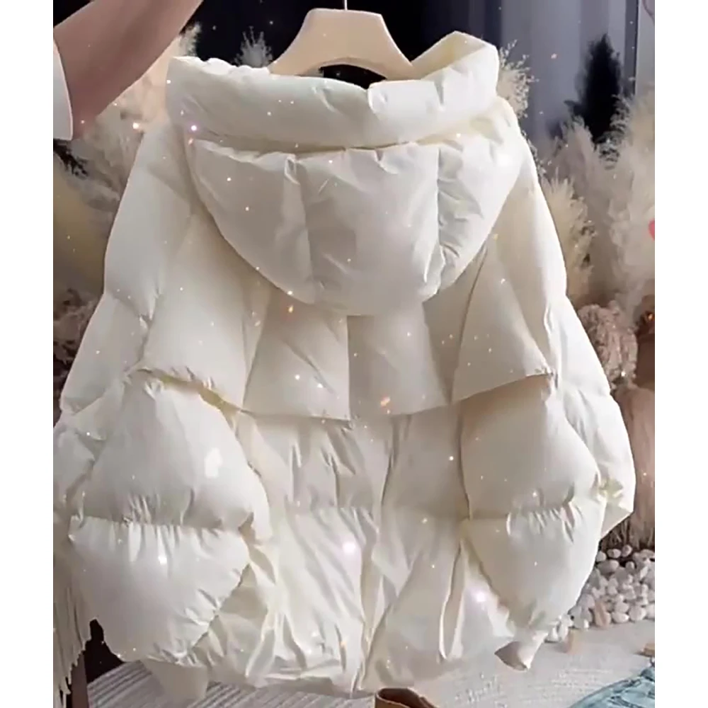 Casacos acolchoados de algodão estilo coreano para mulheres outono inverno moda cor sólida com capuz jaquetas de algodão 2025 novo grosso quente outerwear