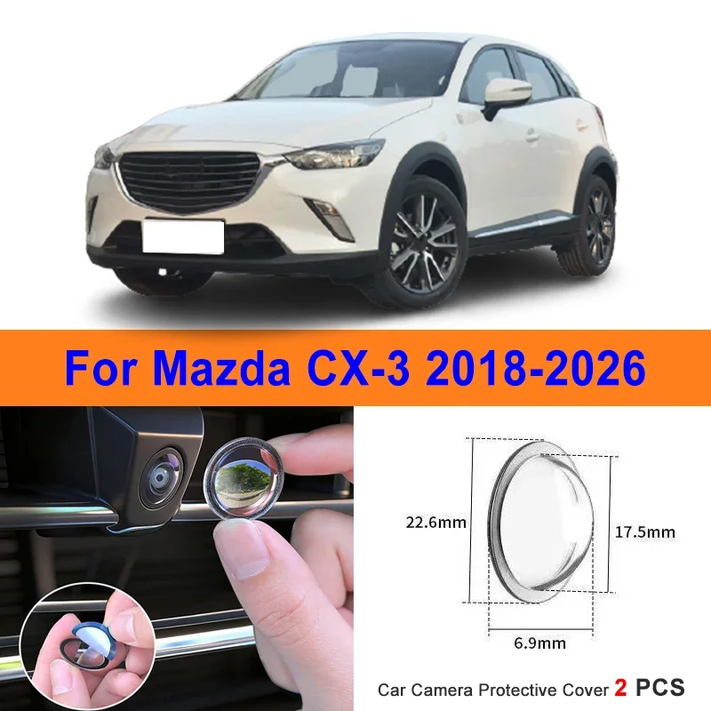 

360 Reverse Image Car Camera Cover Anti-Scratch PC Lens Protector Stickers For Mazda CX-3 2018-2026 2Pcs
