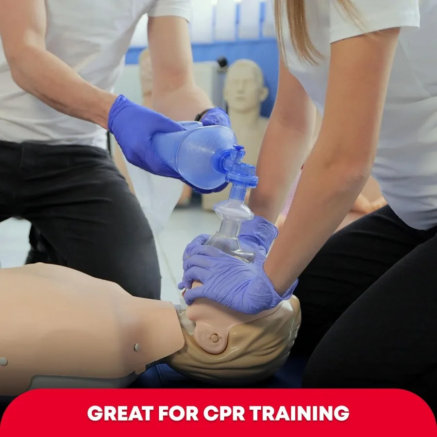Comprehensive First Aid Kit for Adult and Infant CPR with Dual Valves Pair of Vinyl Gloves and Two Alcohol Prep Pads for Emerge