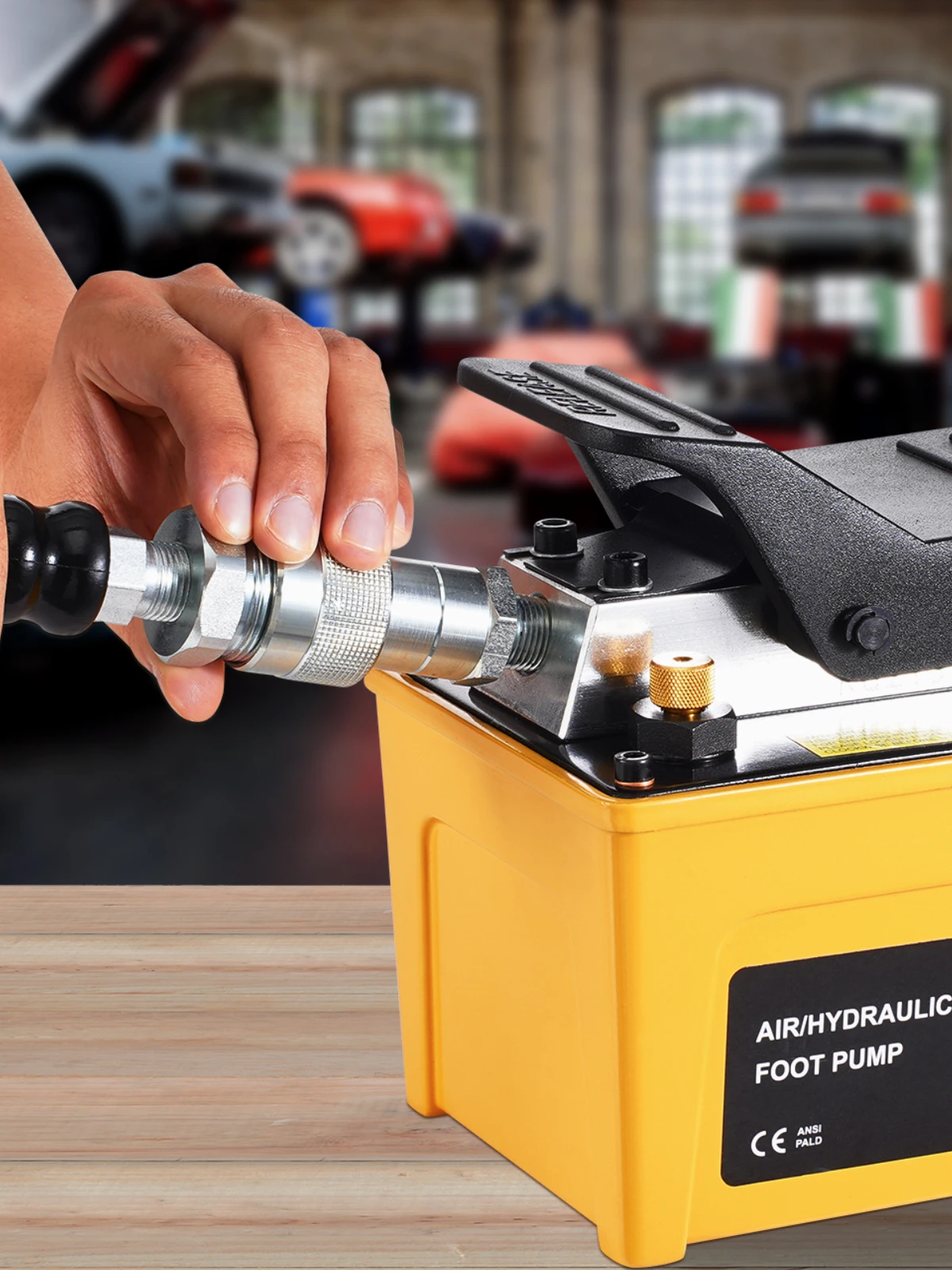 SucceBuy 10.000PSI luchthydraulische pomp 0,42 gal reservoir traadle voetpomp voor autoreparatie framemachine en hydraulische pers - afbeelding 2