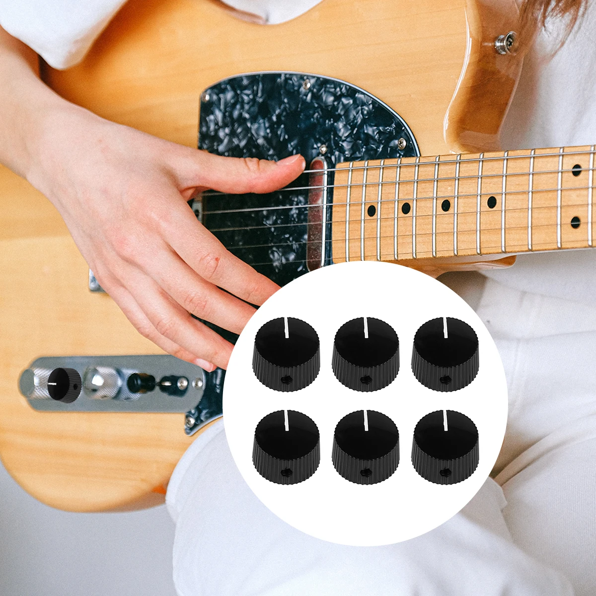 

6 Pcs Electric Guitar Volume Tone Knob Durable Control Gauges Abs Plastic Guitars