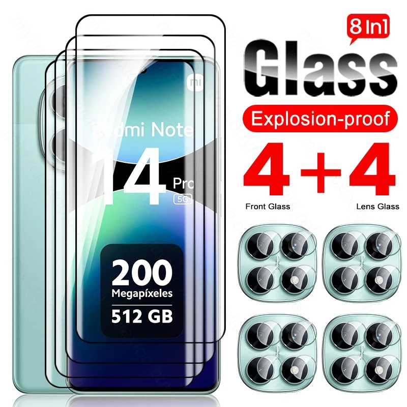 Redmy Note14Pro 5G 4G Стекло 8To1 9D изогнутое защитное стекло для экрана камеры для Xiaomi Redmi Note14 Pro Not 14 Pro+ Pro Plus 5G