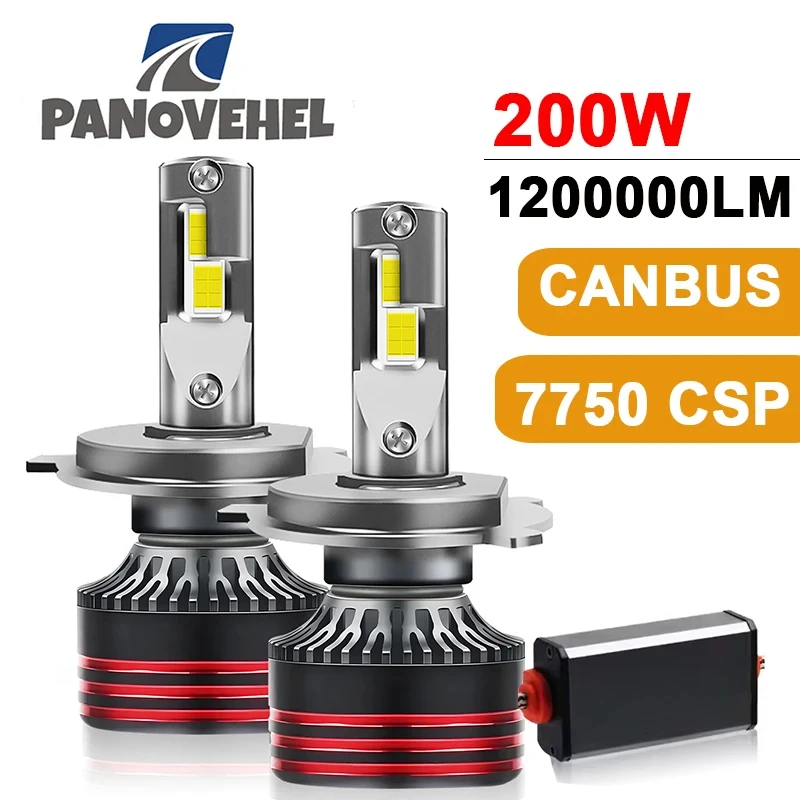 

PANOVEHEL Led Headlight Bulb H7 H4 H11 200W Car 9005 9006 HB3 HB4 9012 Canbus 6000K Auto/Moto 1200000LM Lamp Fog Light LHD 12V